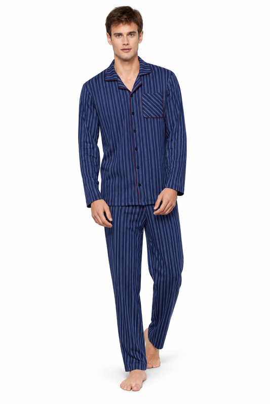 Pigiama aperto uomo in caldo cotone martin righe Noidinotte FC2523