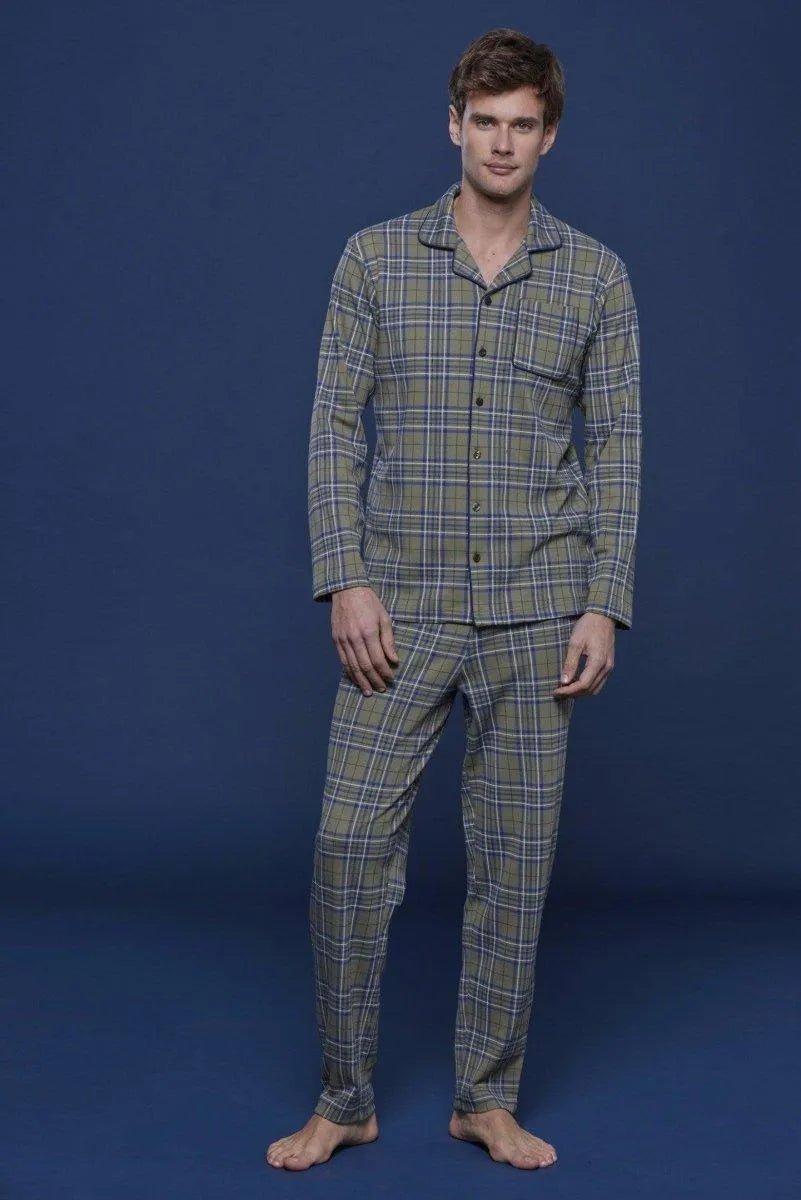 Pigiama aperto uomo in caldo cotone quadri Noidinotte FC2523