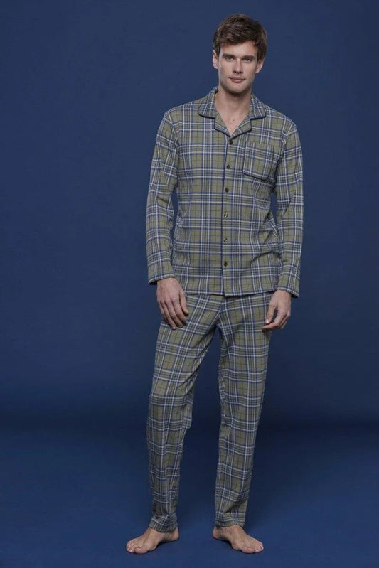 Pigiama aperto uomo in caldo cotone quadri Noidinotte FC2523