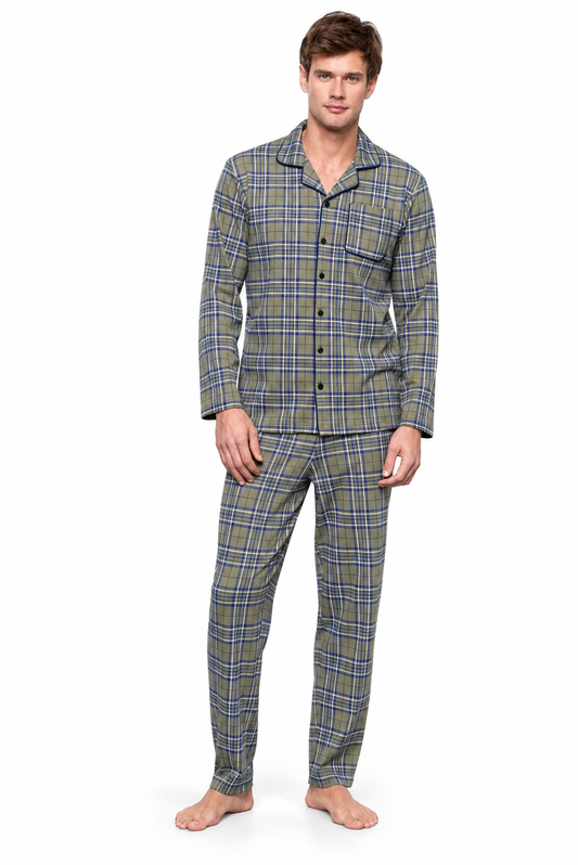 Pigiama aperto uomo in caldo cotone quadri Noidinotte FC2523