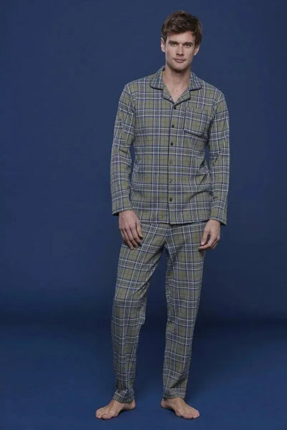 Pigiama aperto uomo in caldo cotone quadri Noidinotte FC2523