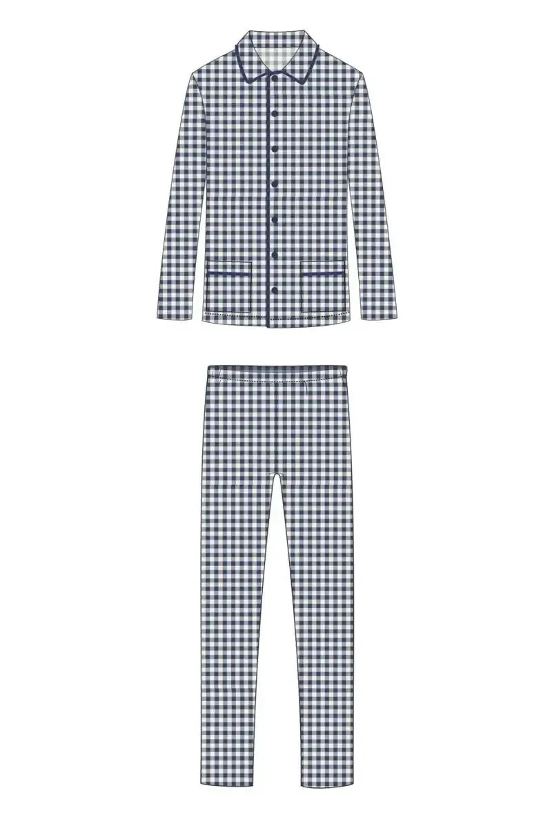 Pigiama aperto uomo in caldo cotone vichy Noidinotte Family Match FC2580