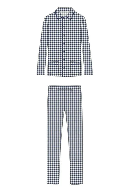 Pigiama aperto uomo in caldo cotone vichy Noidinotte Family Match FC2580