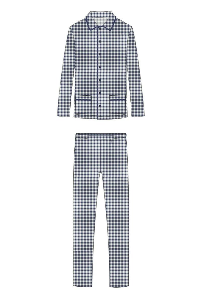 Pigiama aperto uomo in caldo cotone vichy Noidinotte Family Match FC2580