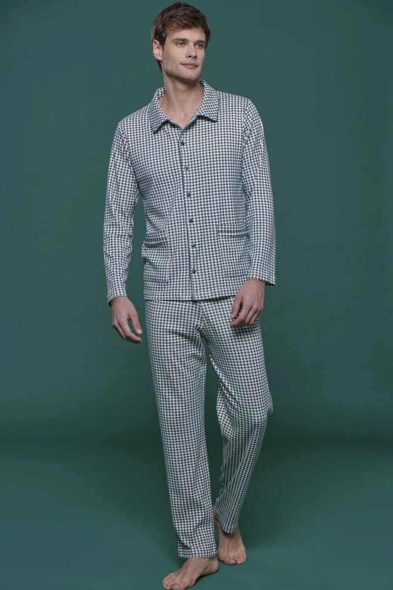Pigiama aperto uomo in caldo cotone vichy Noidinotte Family Match FC2580