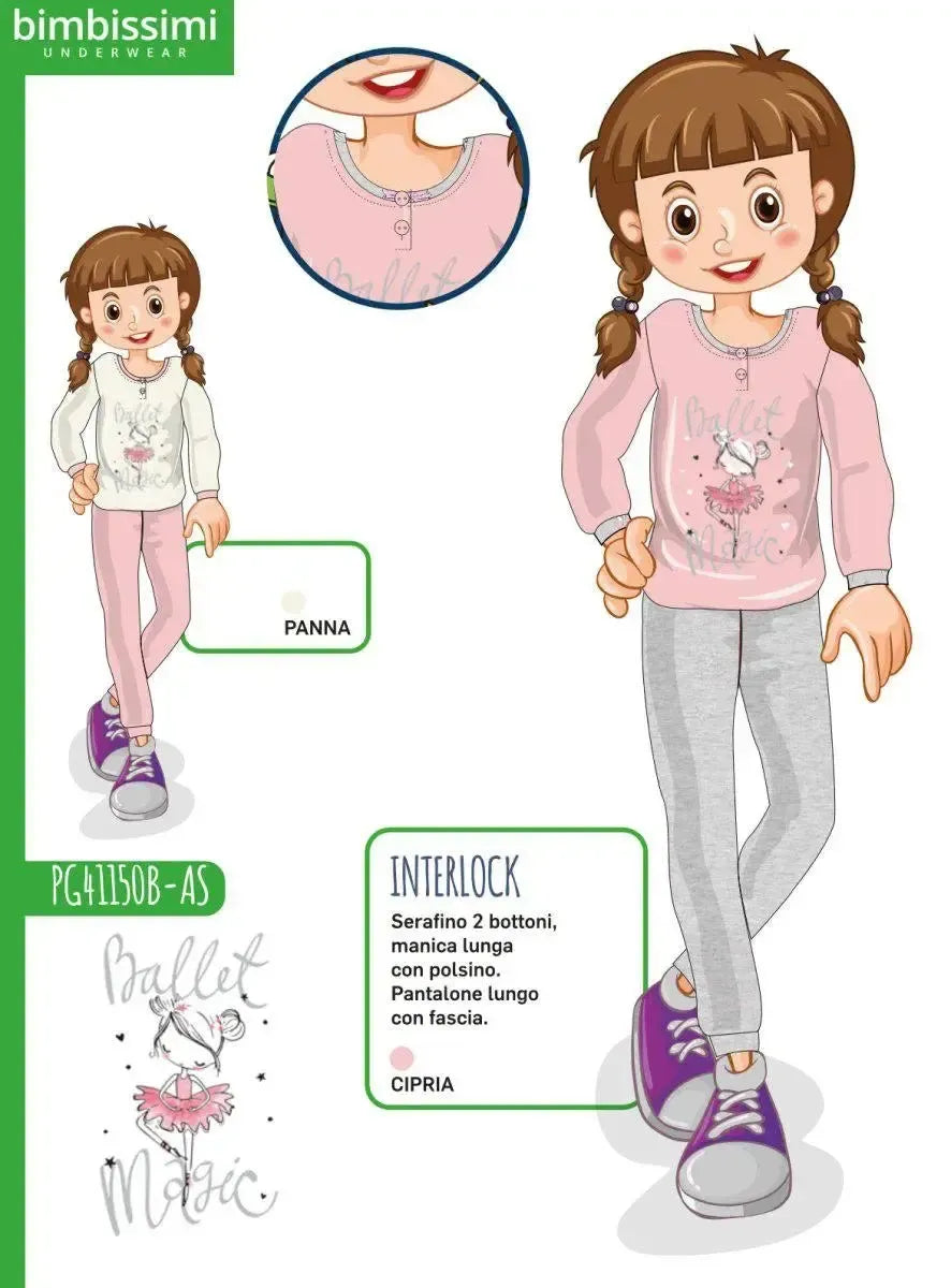 Pigiama bambina Nottingham caldo cotone interlock PG41150