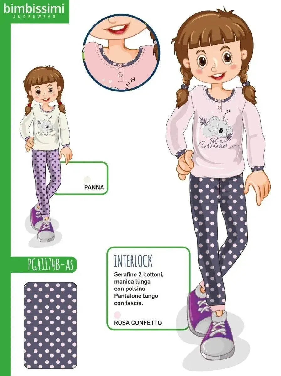 Pigiama bambina Nottingham caldo cotone interlock PG41174