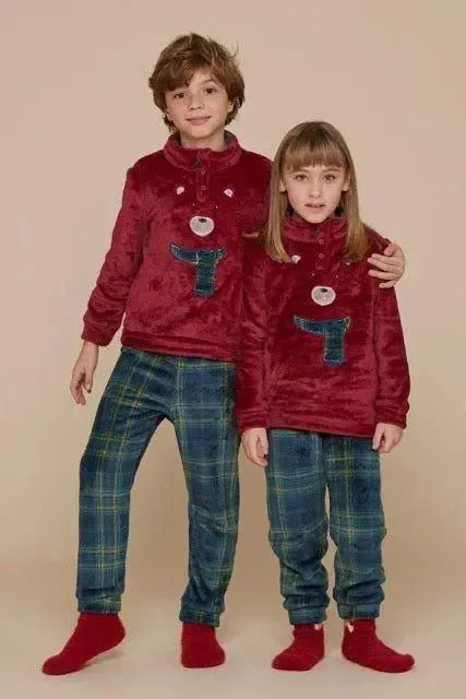 Pigiama bambina/o collo alto coral Family Match Noidinotte Bear Xmas FE2311