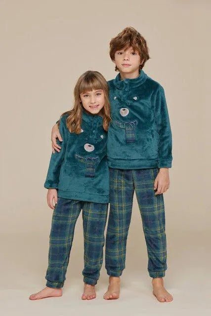 Pigiama bambina/o collo alto coral Family Match Noidinotte Bear Xmas FE2311
