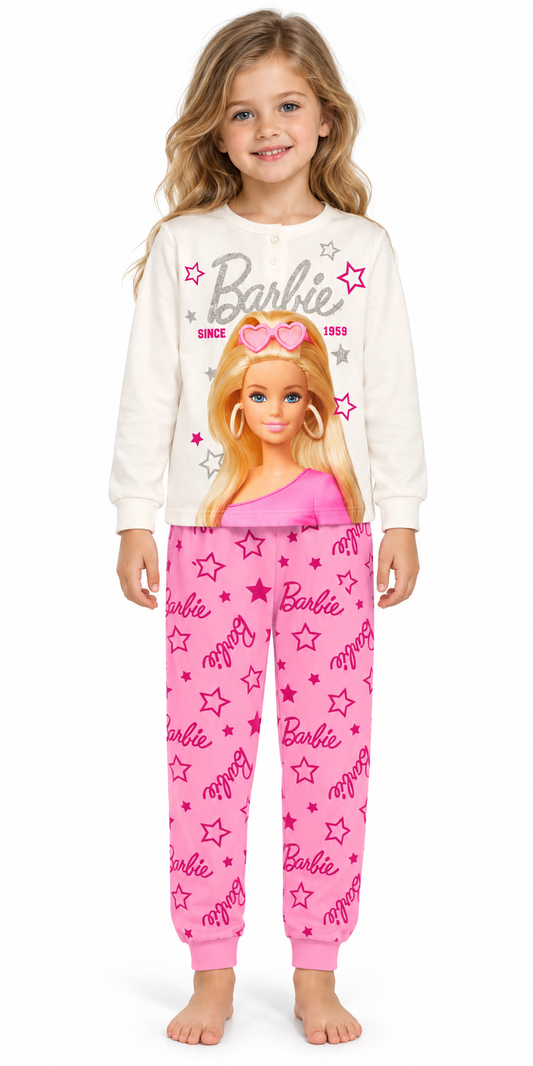 Pigiama caldo cotone Barbie interlock bambina baby MT50L1772