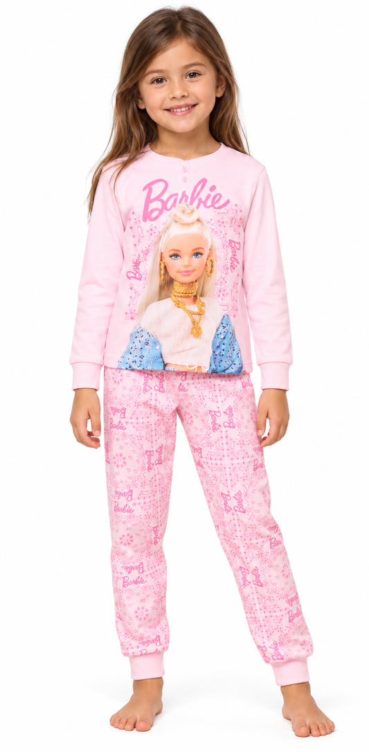 Pigiama caldo cotone Barbie interlock bambina baby MT50L8959