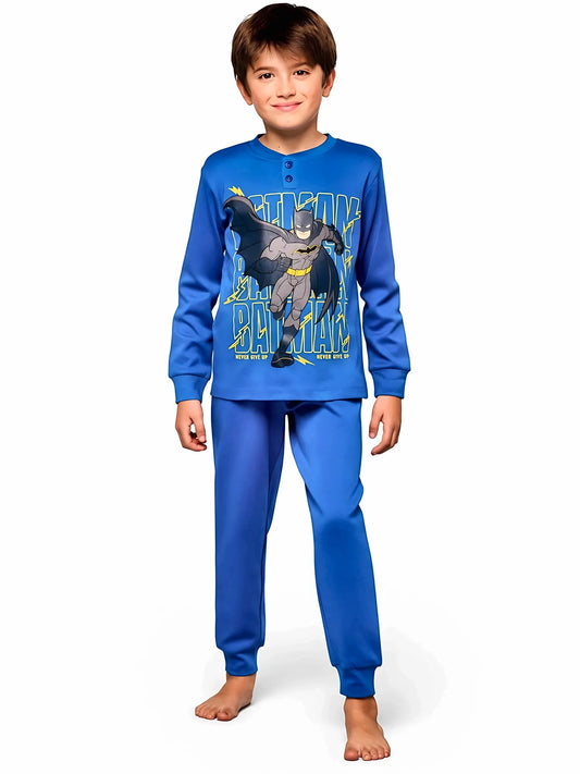 Pigiama caldo cotone Batman interlock bambino DC40Z0407, colore royal