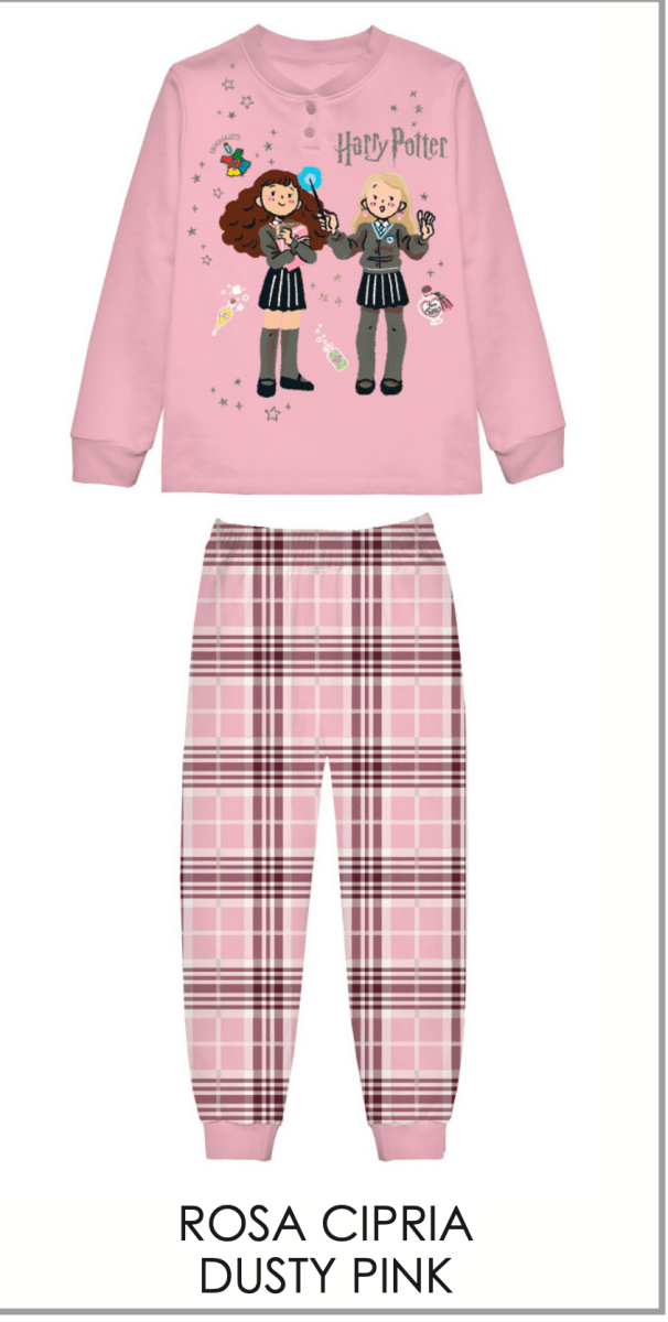 Pigiama caldo cotone Harry Potter interlock bambina baby WB50L1778
