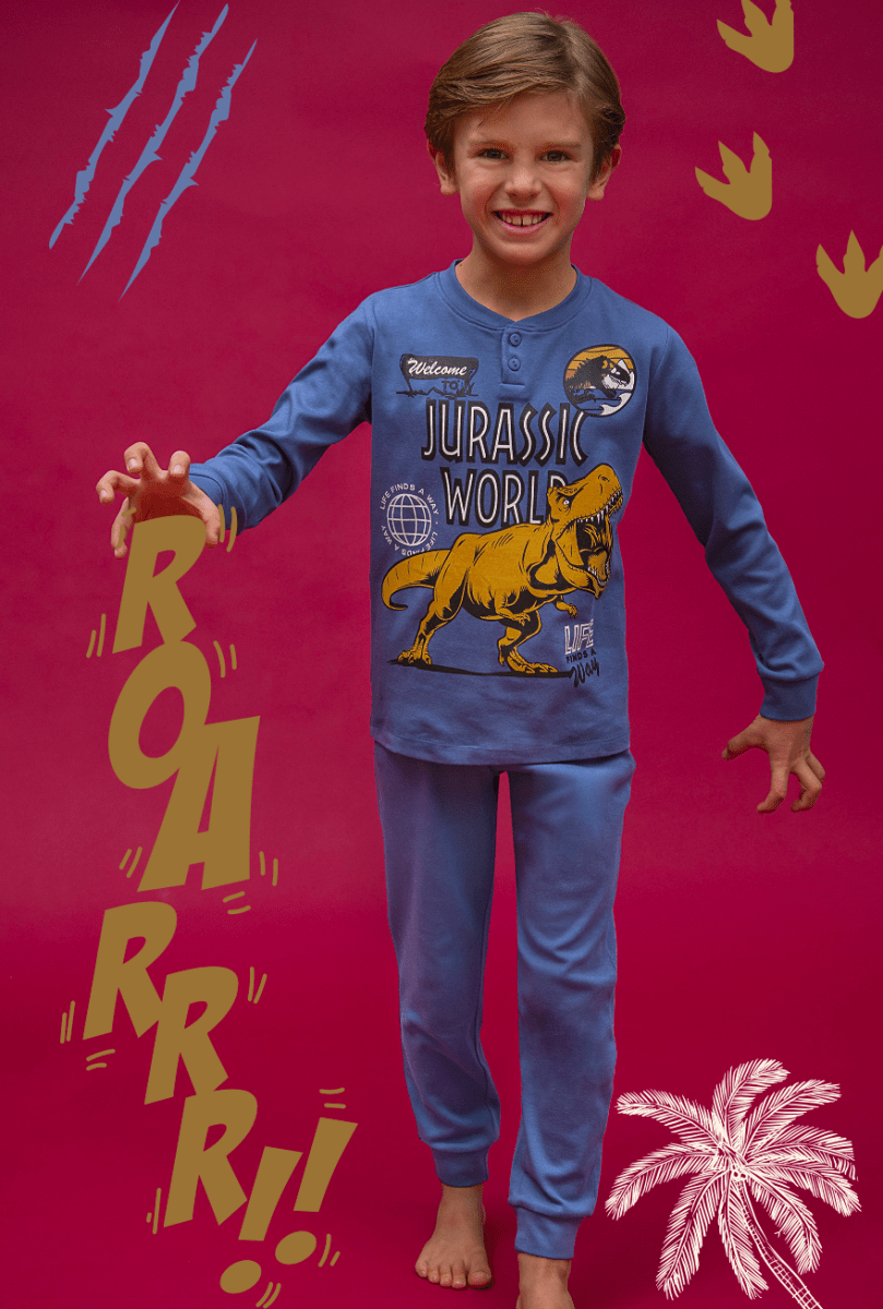 Pigiama caldo cotone Jurassic World interlock bambino baby UN40M7628