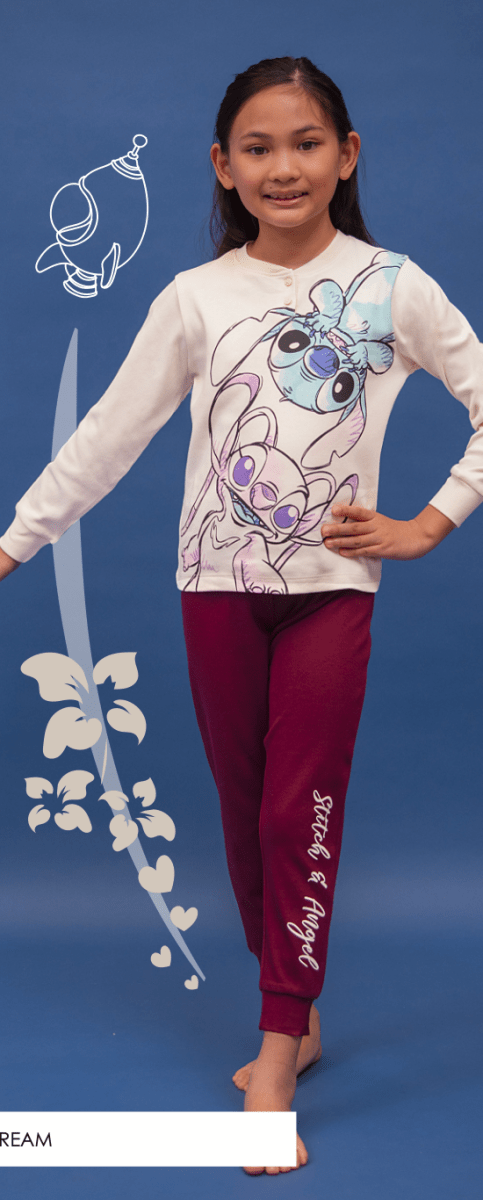 Pigiama caldo cotone Lilo e Stitch Disney interlock bambina baby DY50C2677