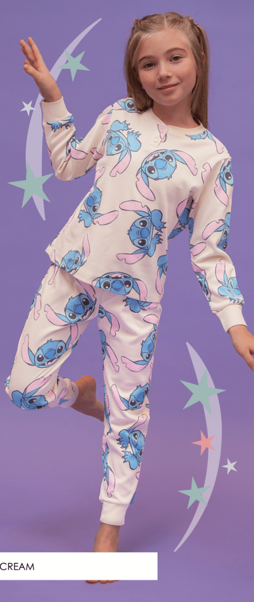 Pigiama caldo cotone Lilo e Stitch Disney interlock bambina baby DY50C2677