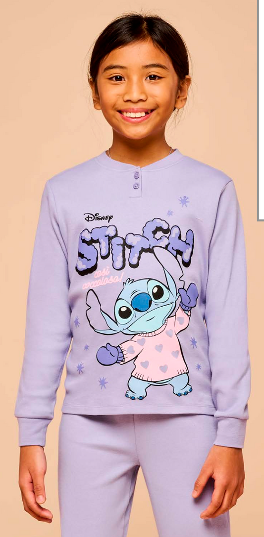 Pigiama caldo cotone Lilo e Stitch Disney interlock bambina baby DY50L8960
