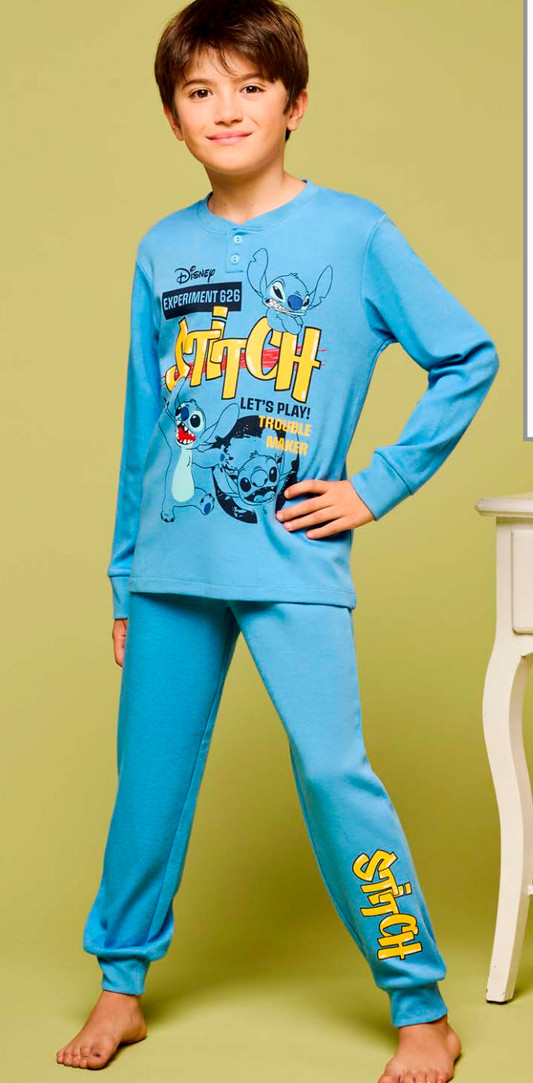 Pigiama caldo cotone Lilo e Stitch Disney interlock bambino baby DY40M7820