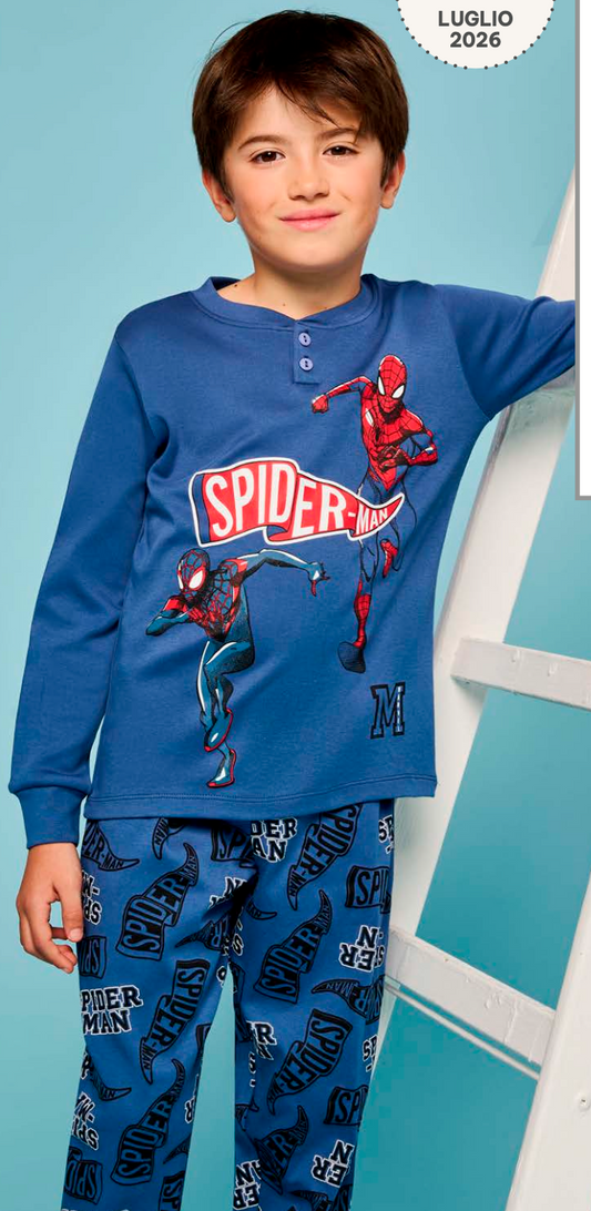 Pigiama caldo cotone Marvel Spiderman interlock bambino baby MV40M7823