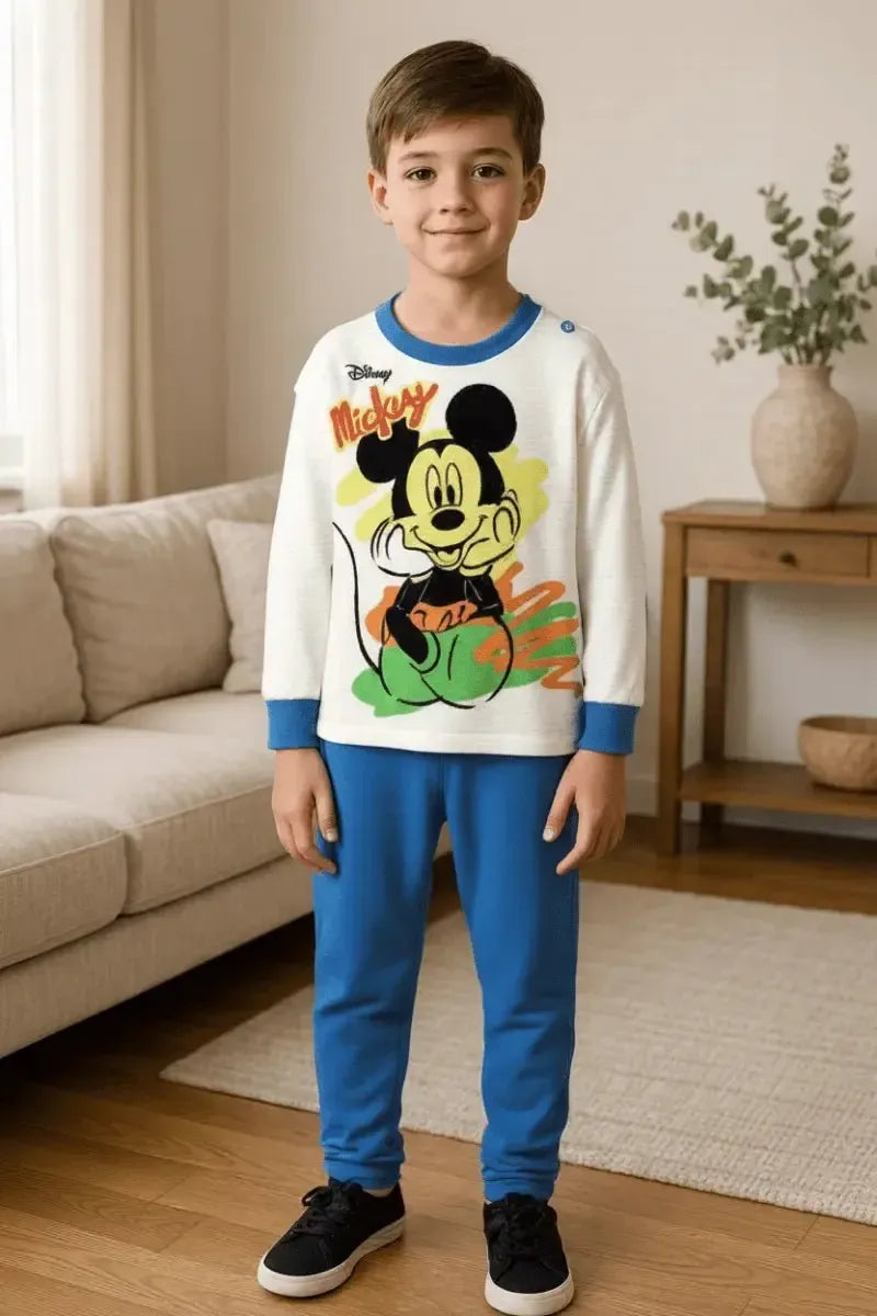 Pigiama caldo cotone Mickey Disney interlock neonato bambino DY32A6389