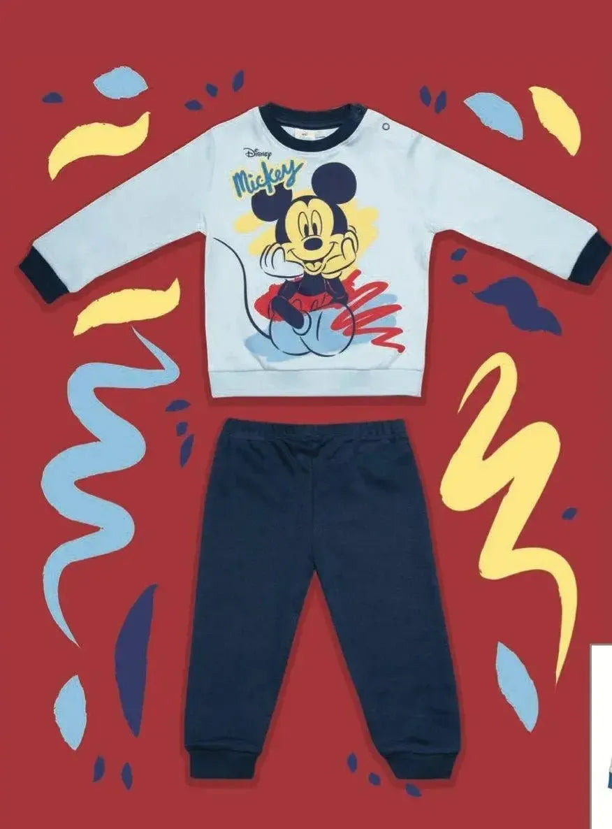Pigiama caldo cotone Mickey Disney interlock neonato bambino DY32A6389