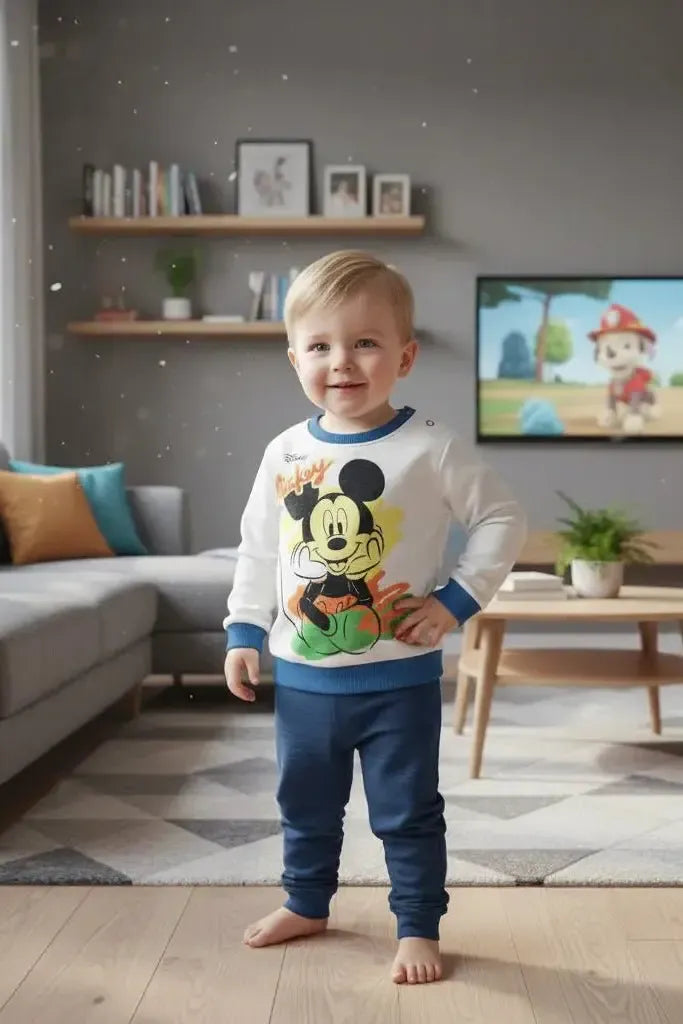 Pigiama caldo cotone Mickey Disney interlock neonato bambino DY32A6389