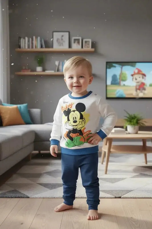 Pigiama caldo cotone Mickey Disney interlock neonato bambino DY32A6389