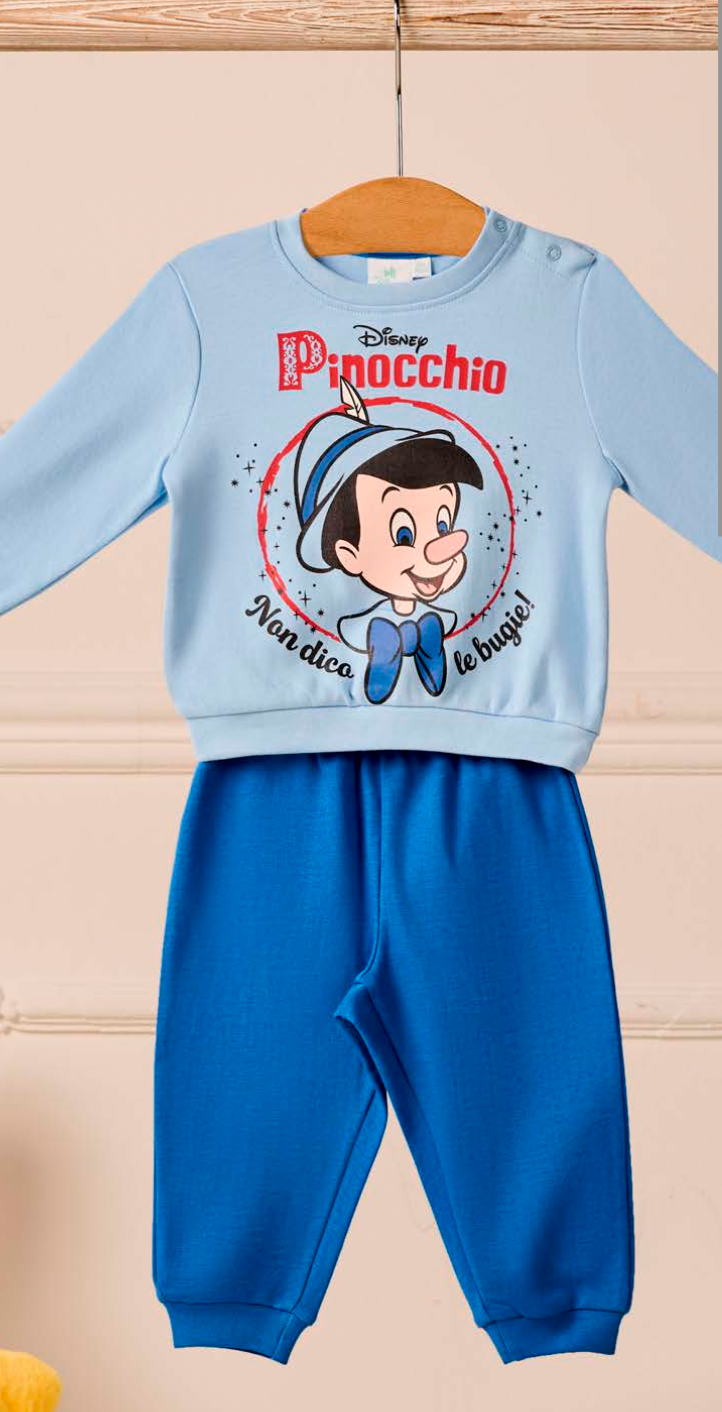 Pigiama caldo cotone Pinocchio interlock neonato bambino DY32U0214