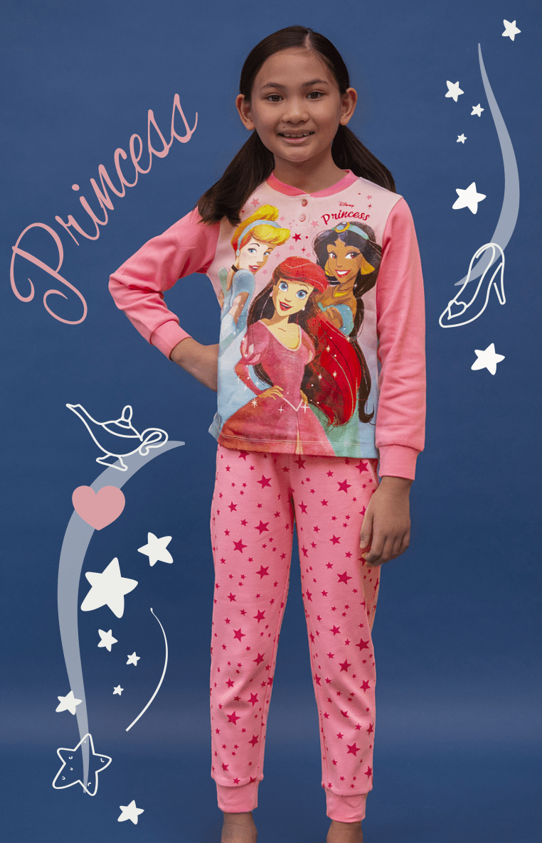 Pigiama caldo cotone Princess Disney interlock bambina baby DY50A8320