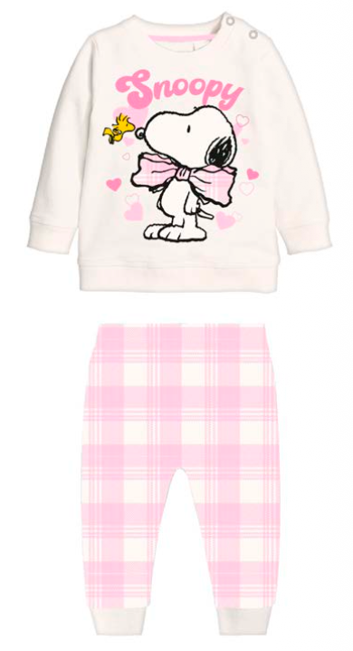 Pigiama caldo cotone Snoopy interlock neonata bambina SN32U0236