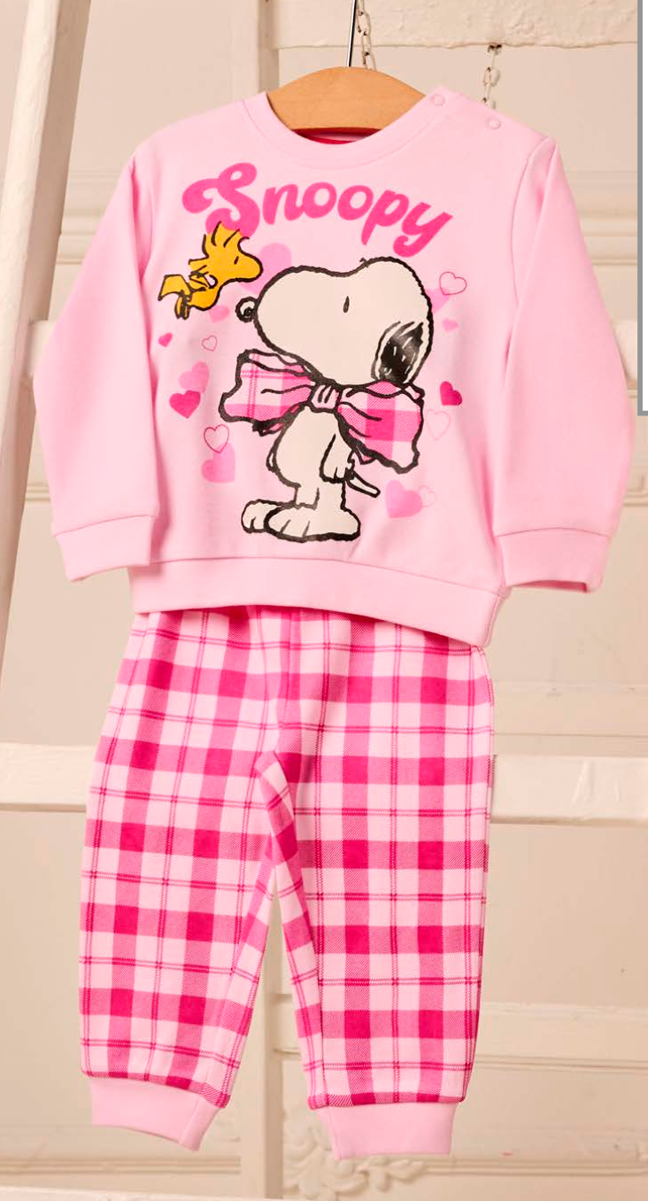 Pigiama caldo cotone Snoopy interlock neonata bambina SN32U0236
