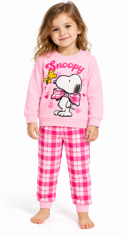 Pigiama caldo cotone Snoopy interlock neonata bambina SN32U0236
