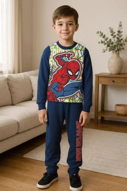 Pigiama caldo cotone Spiderman Marvel interlock bambino baby MV40M4403