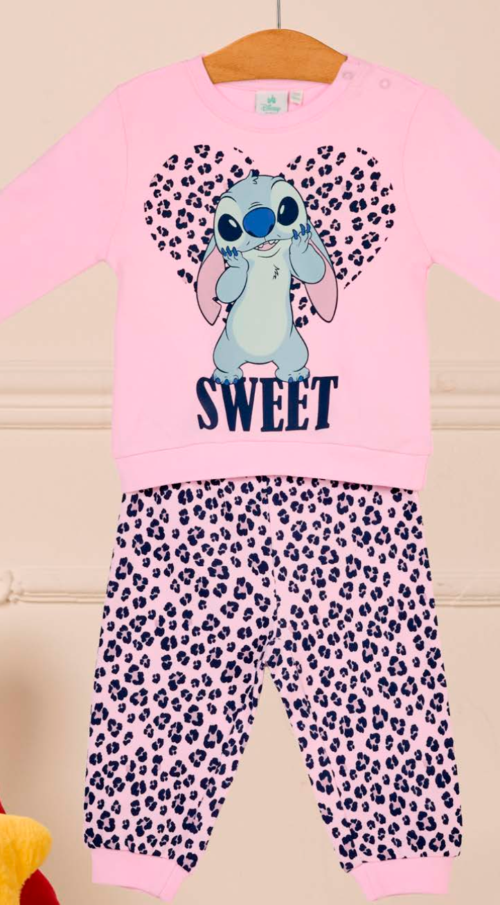 Pigiama caldo cotone Stitch interlock neonata bambina DY32P0317