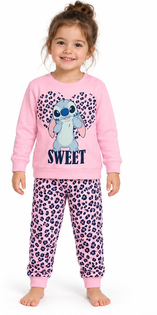 Pigiama caldo cotone Stitch interlock neonata bambina DY32P0317