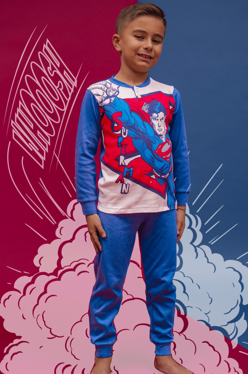 Pigiama caldo cotone Superman DC interlock bambino baby DC40M7619