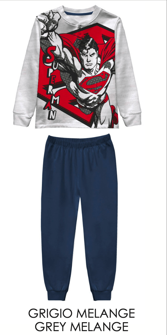 Pigiama caldo cotone Superman DC interlock bambino baby DC40M7619