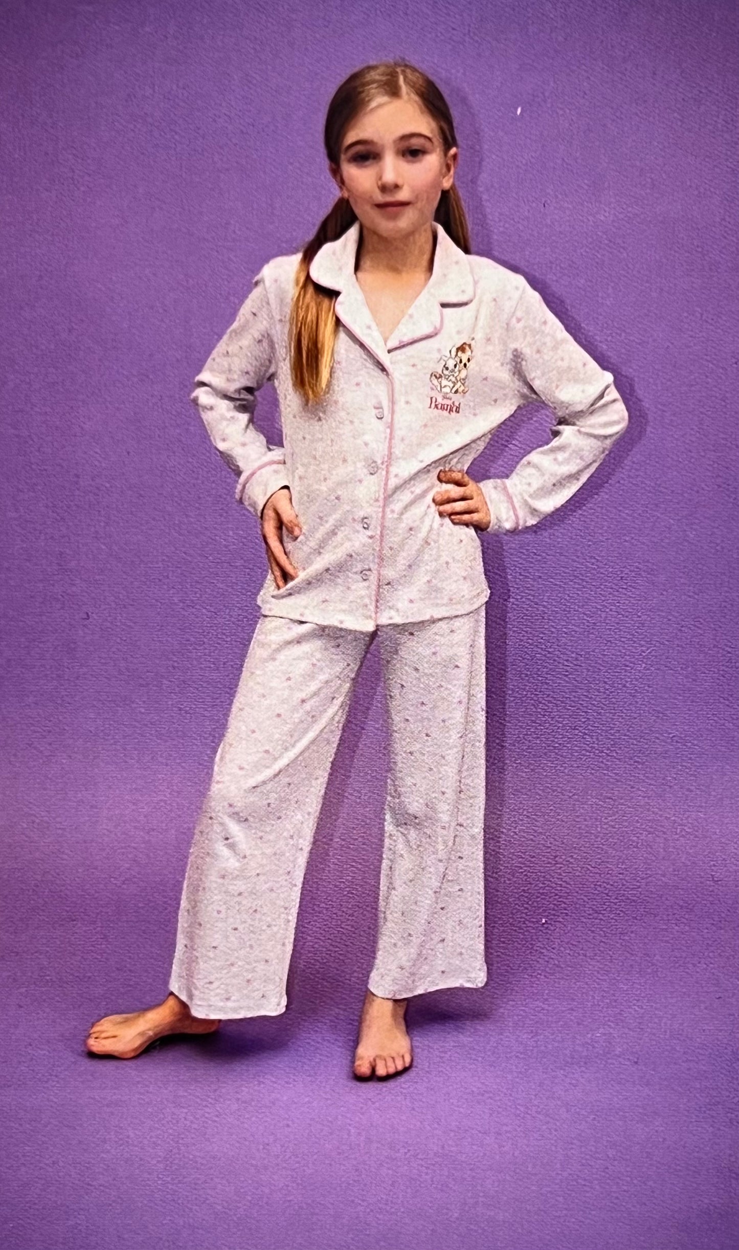 Pigiama caldo cotone aperto Bambi Disney interlock bambina baby DYD2695K