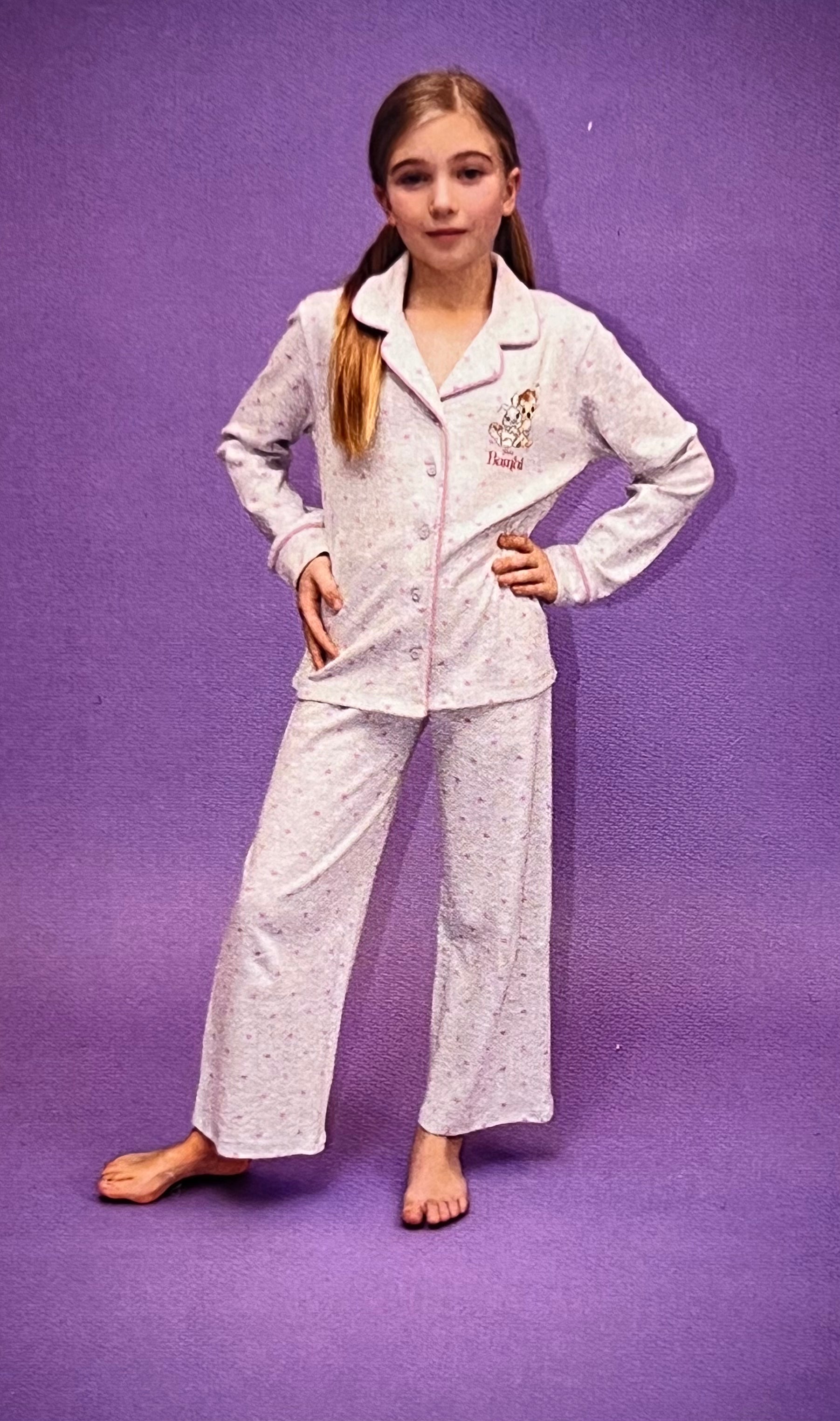 Pigiama caldo cotone aperto Bambi Disney interlock bambina baby DYD2695K