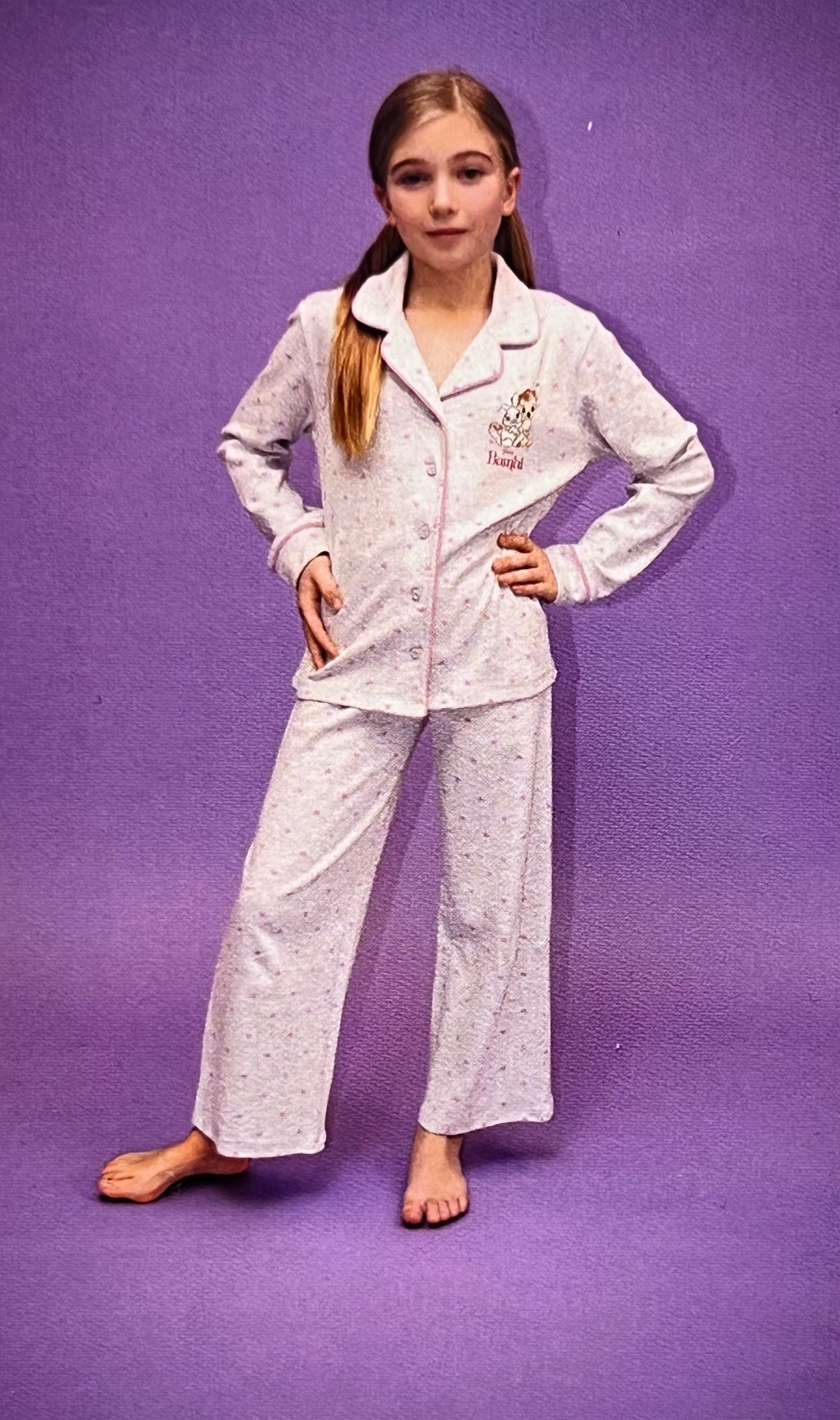 Pigiama caldo cotone aperto Bambi Disney interlock bambina baby DYD2695K