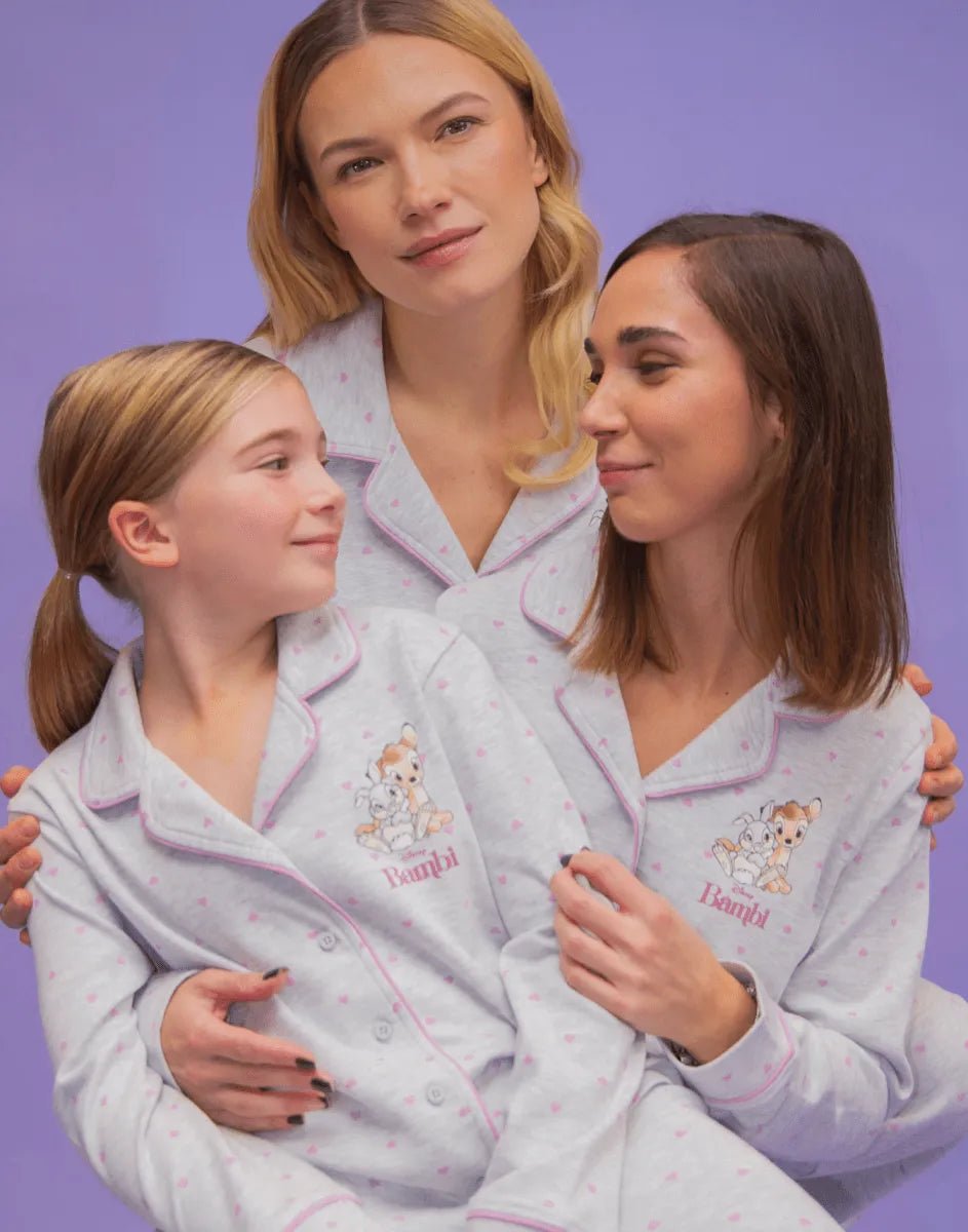 Pigiama caldo cotone aperto Bambi Disney interlock bambina baby DYD2695K