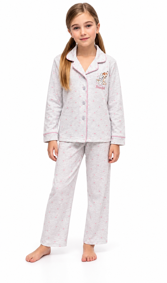Pigiama caldo cotone aperto Bambi Disney interlock bambina baby DYD2695K