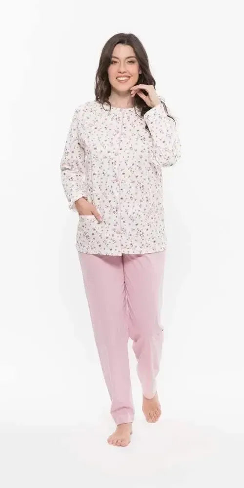 Pigiama calibrato donna Jersey aperto Gary puro cotone R50031CONF
