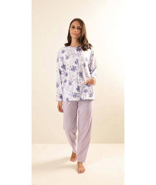 Pigiama calibrato donna Jersey aperto Gary puro cotone Z50052CONF