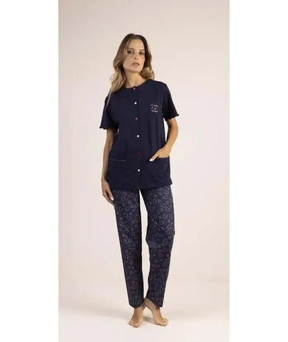 Pigiama calibrato donna Jersey mezza manica aperto Gary puro cotone 5366CONF