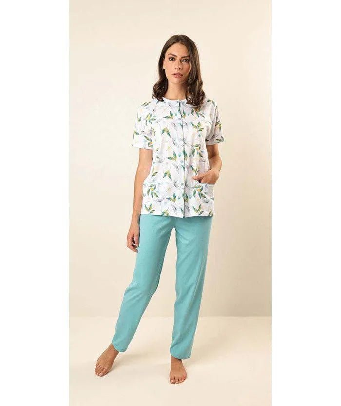 Pigiama calibrato donna Jersey mezza manica aperto Gary puro cotone Z50033CONF