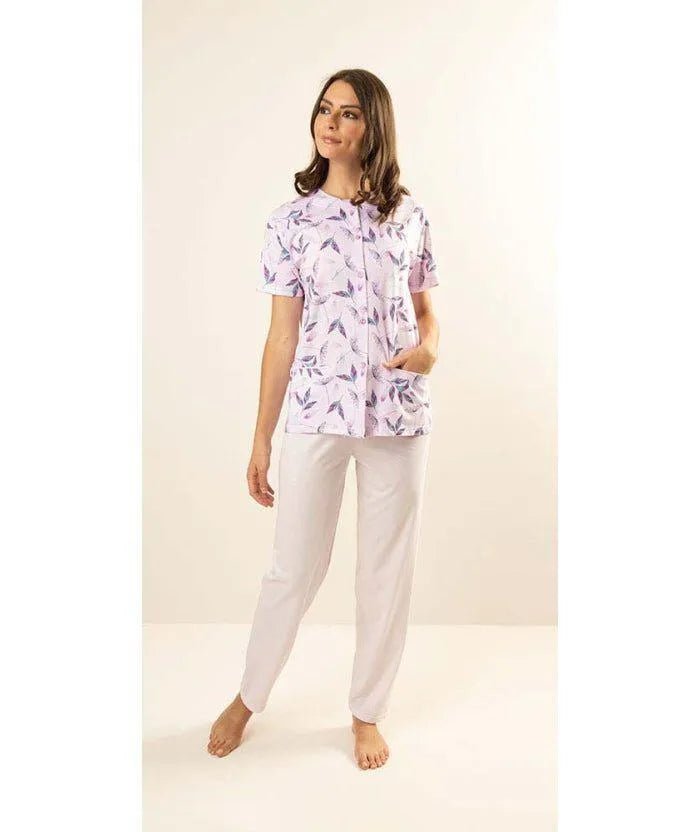Pigiama calibrato donna Jersey mezza manica aperto Gary puro cotone Z50033CONF