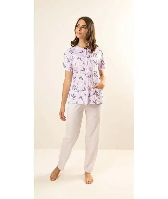 Pigiama calibrato donna Jersey mezza manica aperto Gary puro cotone Z50033CONF