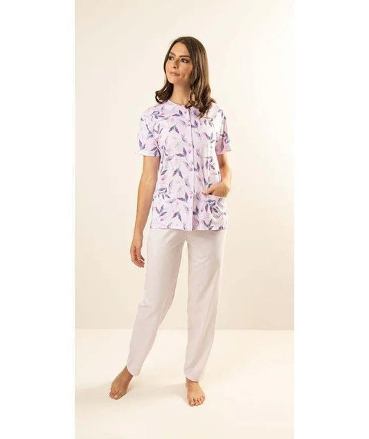 Pigiama calibrato donna Jersey mezza manica aperto Gary puro cotone Z50033CONF