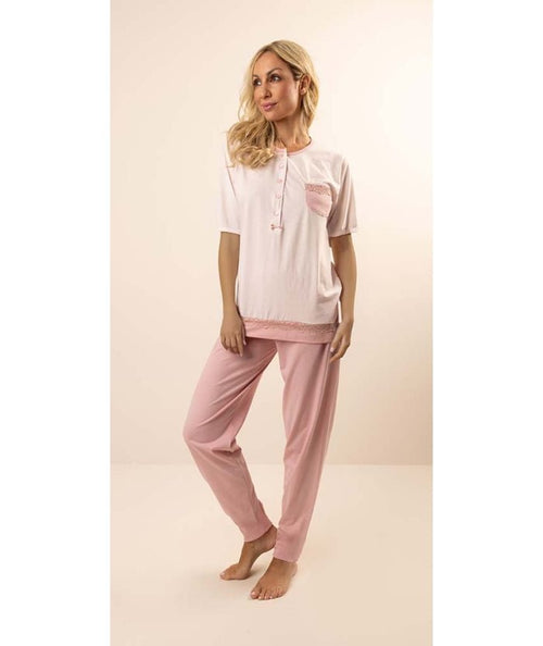 Pigiama calibrato donna Jersey mezza manica serafino Gary puro cotone C511CONF